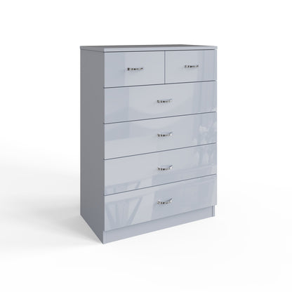 FWStyle Chilton 6-Drawer Chest – Grey Gloss Front