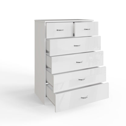 FWStyle Chilton 6-Drawer Chest – White Gloss Front