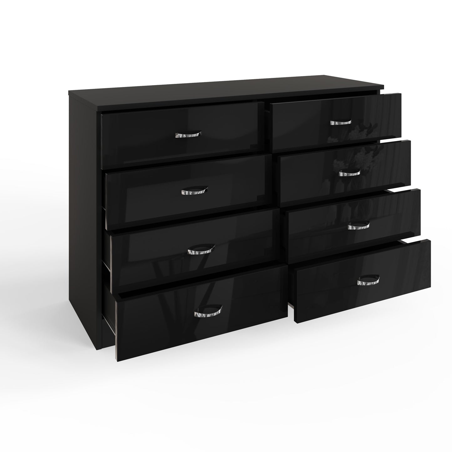 Chilton 8 Drawer Chest of Drawers – Black Gloss Front