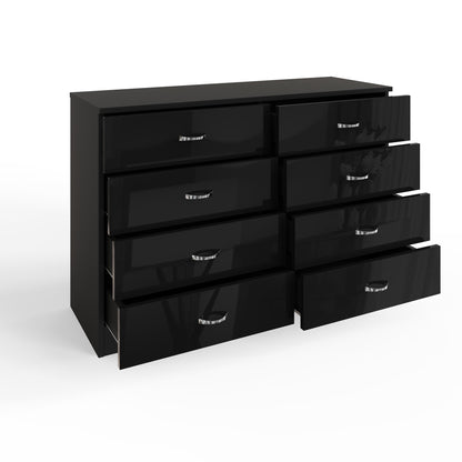 Chilton 8 Drawer Chest of Drawers – Black Gloss Front