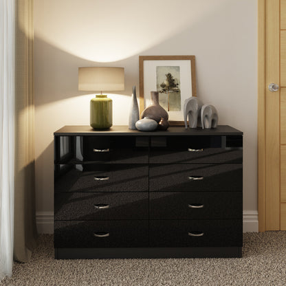 Chilton 8 Drawer Chest of Drawers – Black Gloss Front