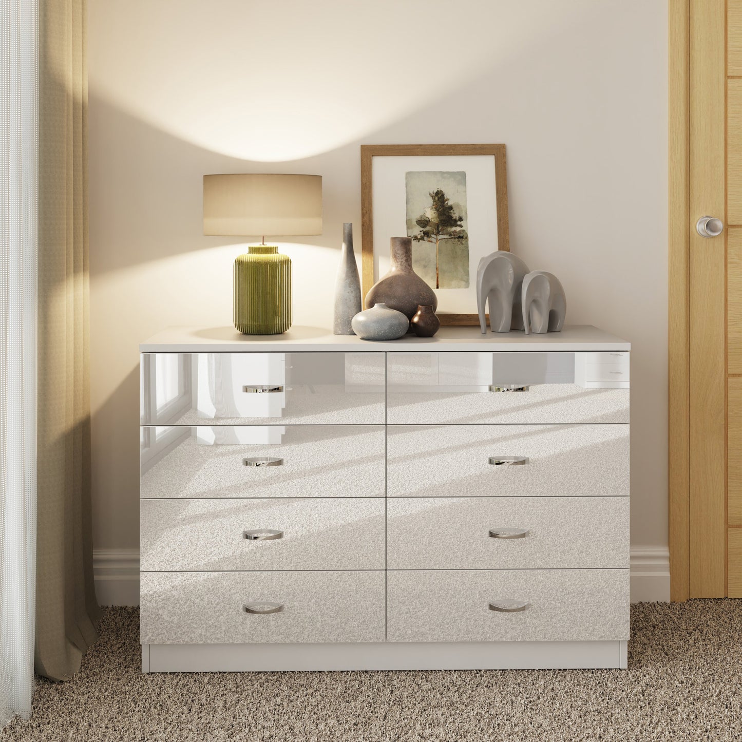 Chilton 8 Drawer Chest of Drawers – White Gloss Front