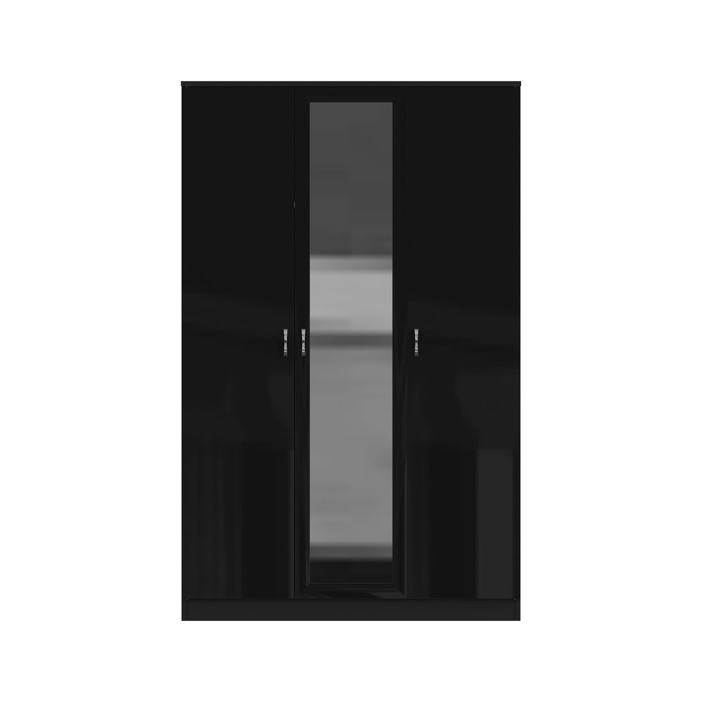 FWStyle Chilton 3 Door Wardrobe With Mirror – Black Gloss