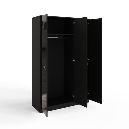 FWStyle Chilton 3 Door Wardrobe With Mirror – Black Gloss