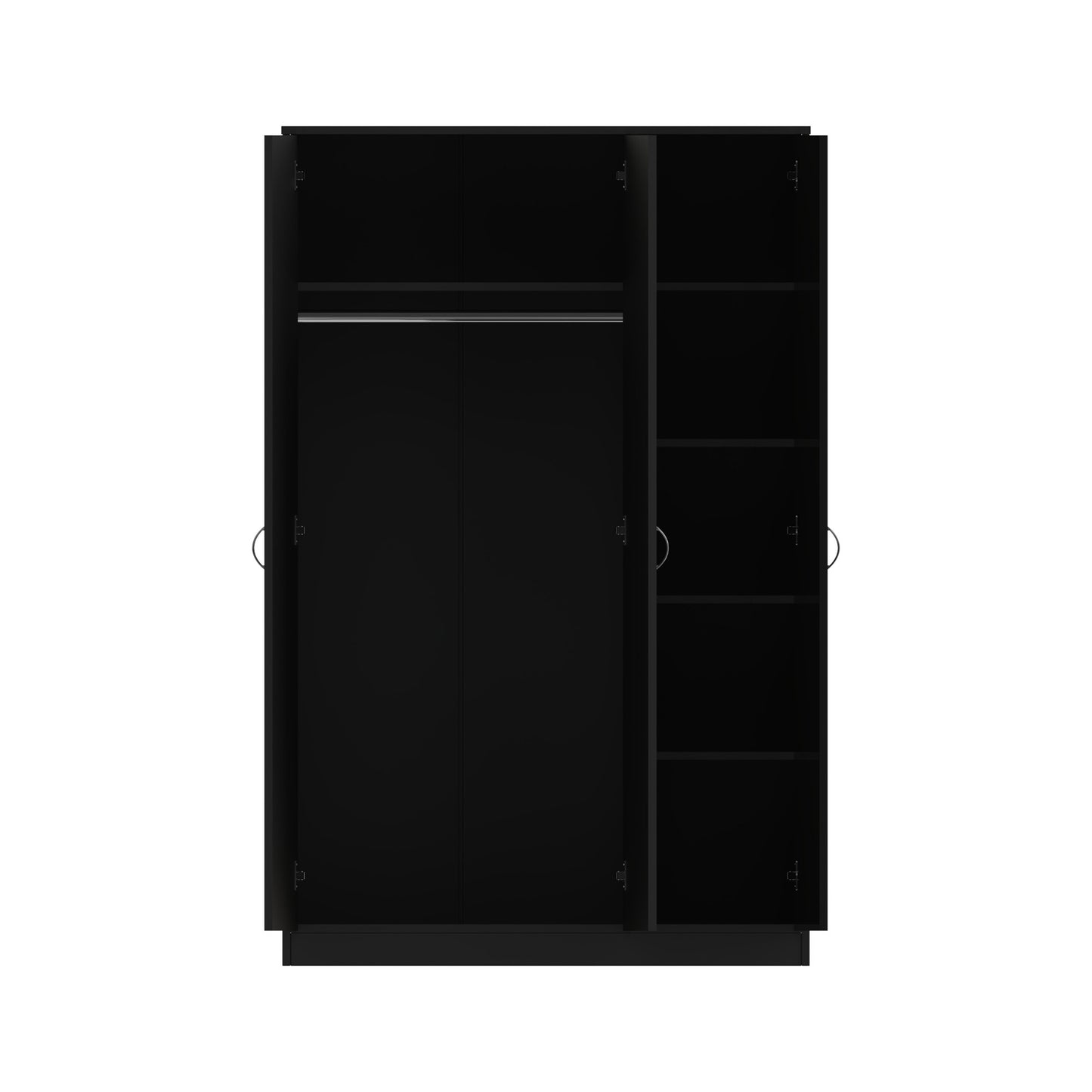 FWStyle Chilton 3 Door Wardrobe With Mirror – Black Gloss
