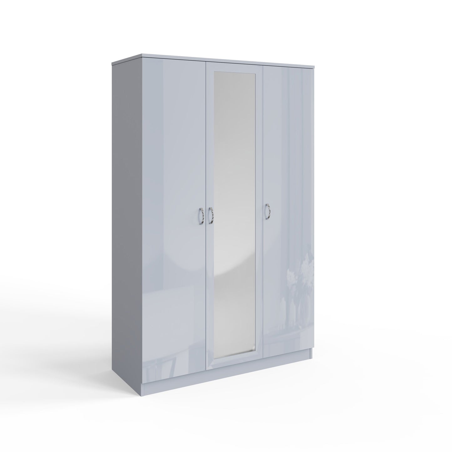 FWStyle Chilton 3 Door Wardrobe With Mirror – Grey Gloss