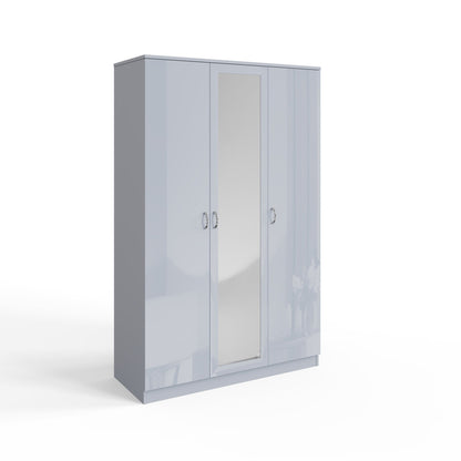 FWStyle Chilton 3 Door Wardrobe With Mirror – Grey Gloss
