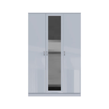 FWStyle Chilton 3 Door Wardrobe With Mirror – Grey Gloss