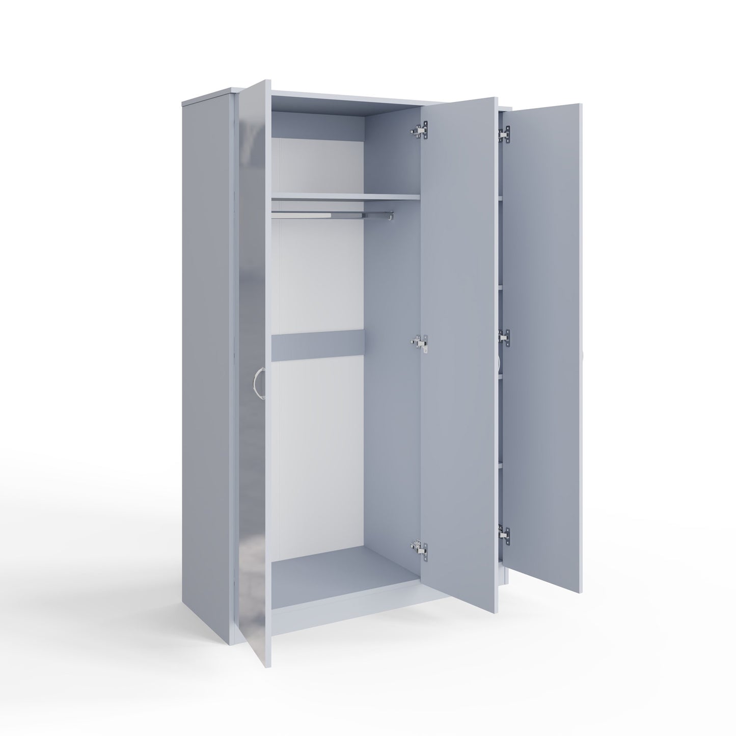 FWStyle Chilton 3 Door Wardrobe With Mirror – Grey Gloss