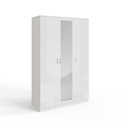 FWStyle Chilton 3 Door Wardrobe With Mirror – White Gloss