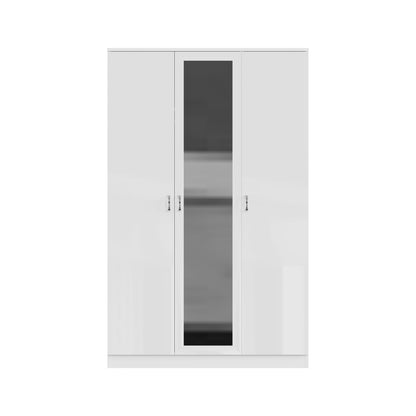 FWStyle Chilton 3 Door Wardrobe With Mirror – White Gloss