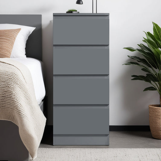 FWStyle Carlton 4-Drawer Slim Tallboy Chest – Matt Dark Grey