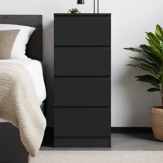 FWStyle Carlton 4-Drawer Slim Tallboy Chest – Matt Black