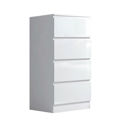 FWStyle Carlton 4-Drawer Slim Tallboy Chest – White Gloss