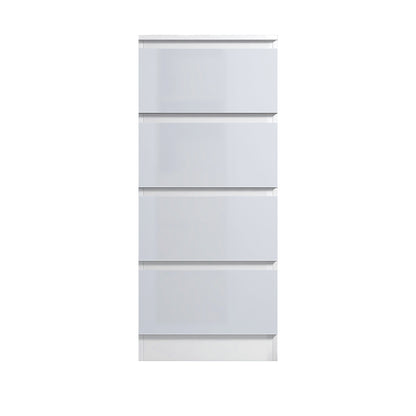 FWStyle Carlton 4-Drawer Slim Tallboy Chest – White Gloss