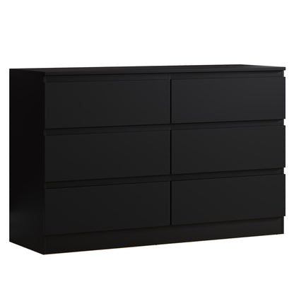 FWStyle Carlton 6-Drawer Wide Chest – Matt Black