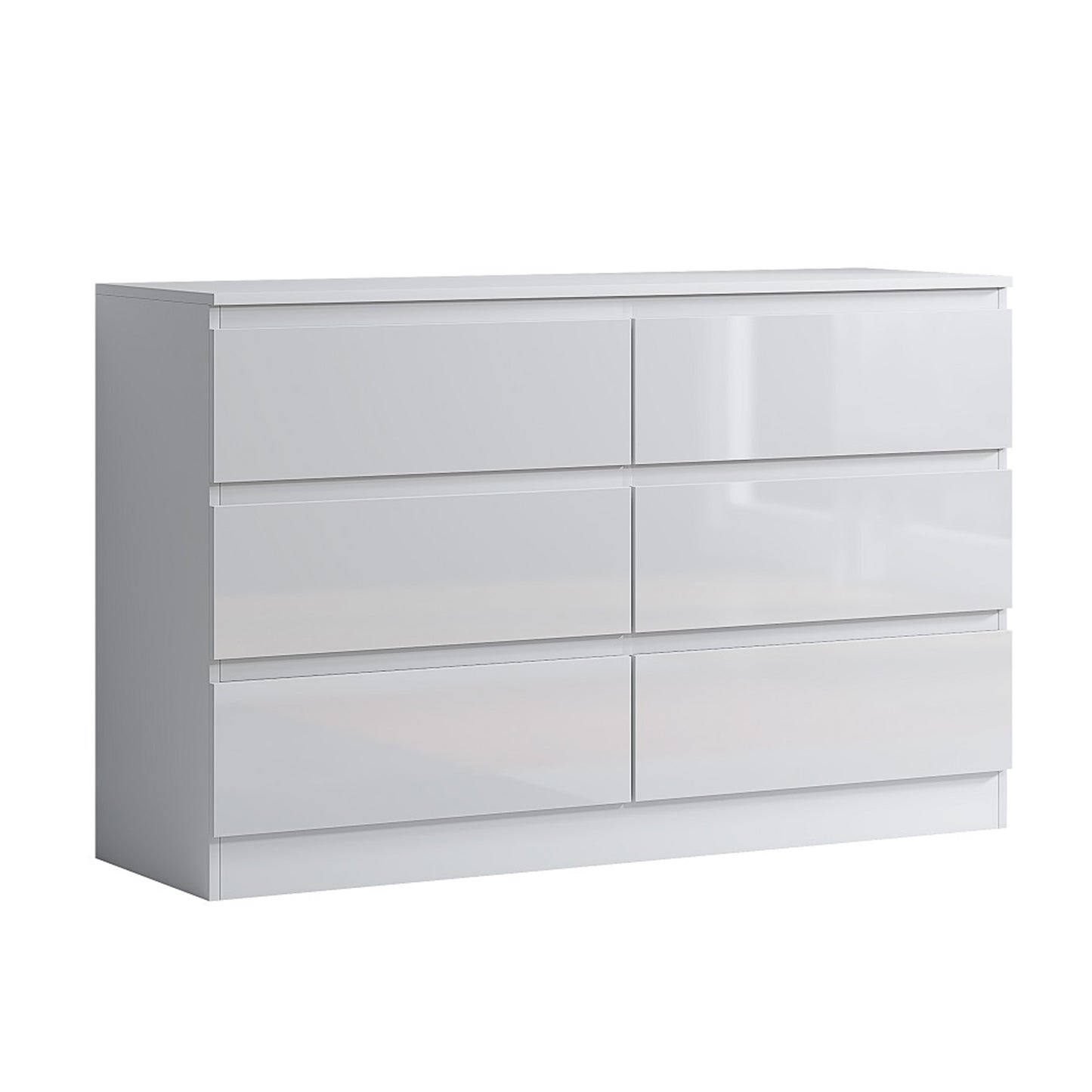 FWStyle Carlton 6-Drawer Wide Chest – White Gloss Front