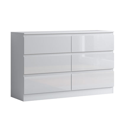 FWStyle Carlton 6-Drawer Wide Chest – White Gloss Front