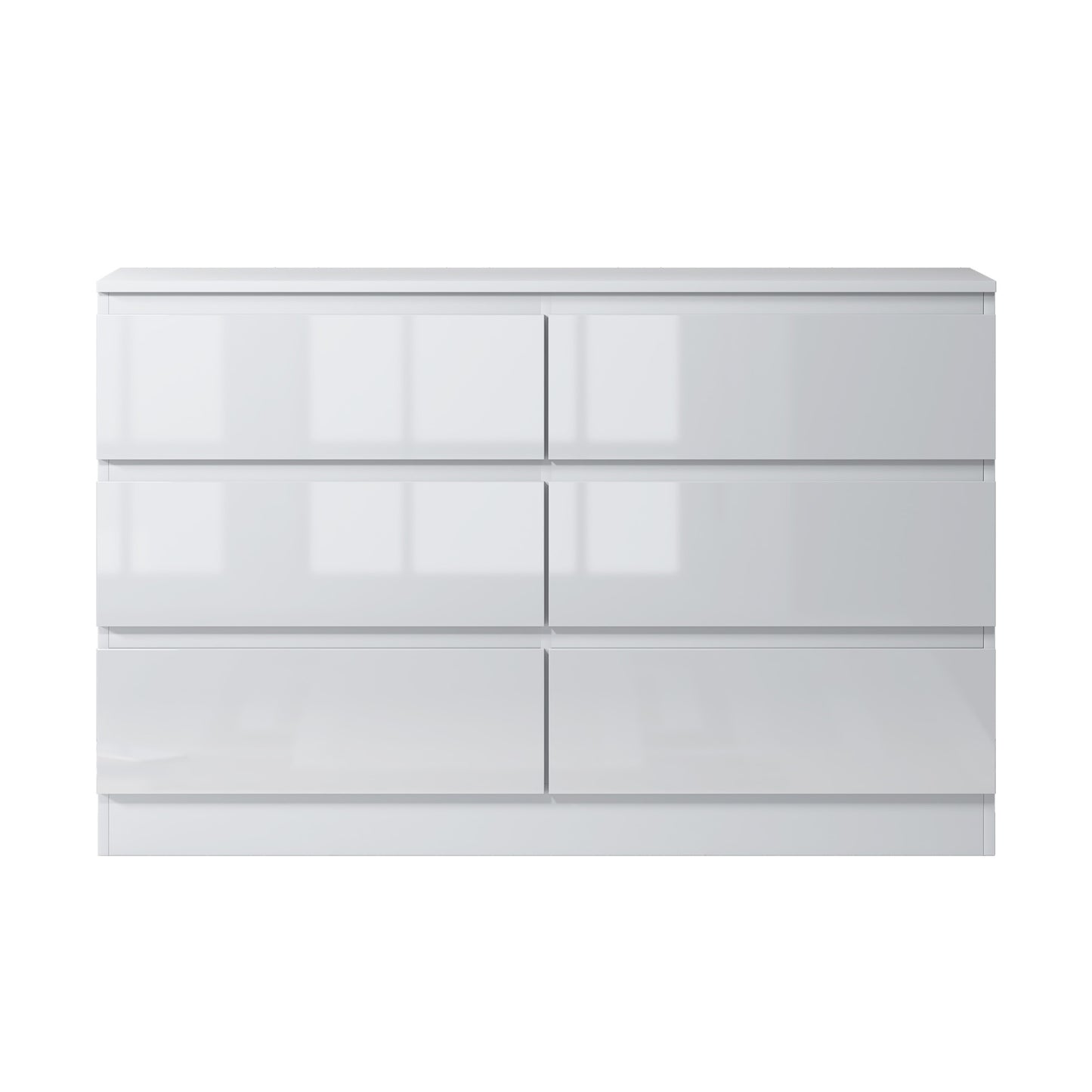 FWStyle Carlton 6-Drawer Wide Chest – White Gloss Front