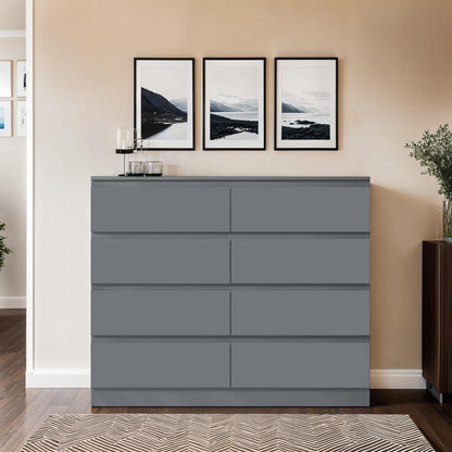 Carlton 8 Drawer Wide Chest of Drawers – Matt Dark Grey