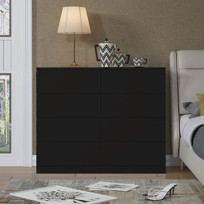 Carlton 8 Drawer Wide 4+4 Chest of Drawers – Matt Black