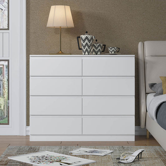 FWStyle Carlton 8-Drawer Wide Chest – Matt White