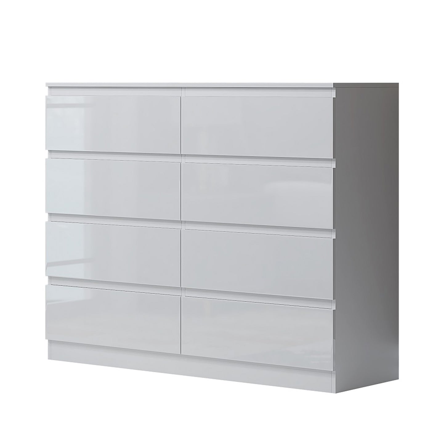 Carlton 8 Drawer Wide Chest of Drawers – White Gloss Front