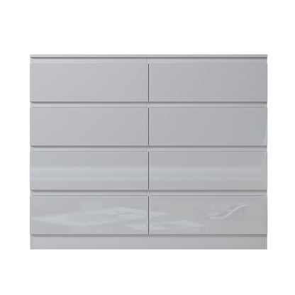 Carlton 8 Drawer Wide Chest of Drawers – White Gloss Front