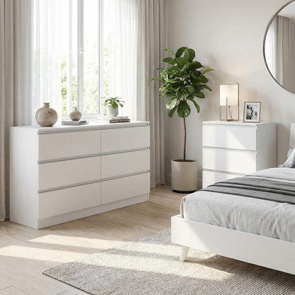 Carlton Matt White 6 & 3 Drawer Chest Bundle Offer