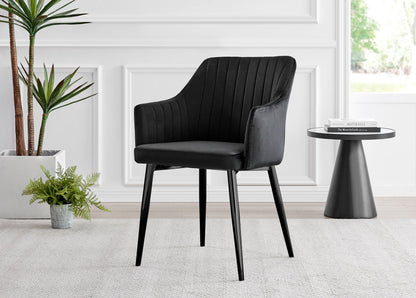 Carson White Marble Effect Square Dining Table & 2 Calla Black Leg Chairs