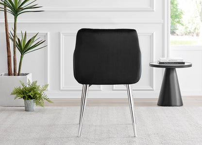 Novara White Marble 120cm Round Dining Table & 4 Calla Silver Leg Chairs