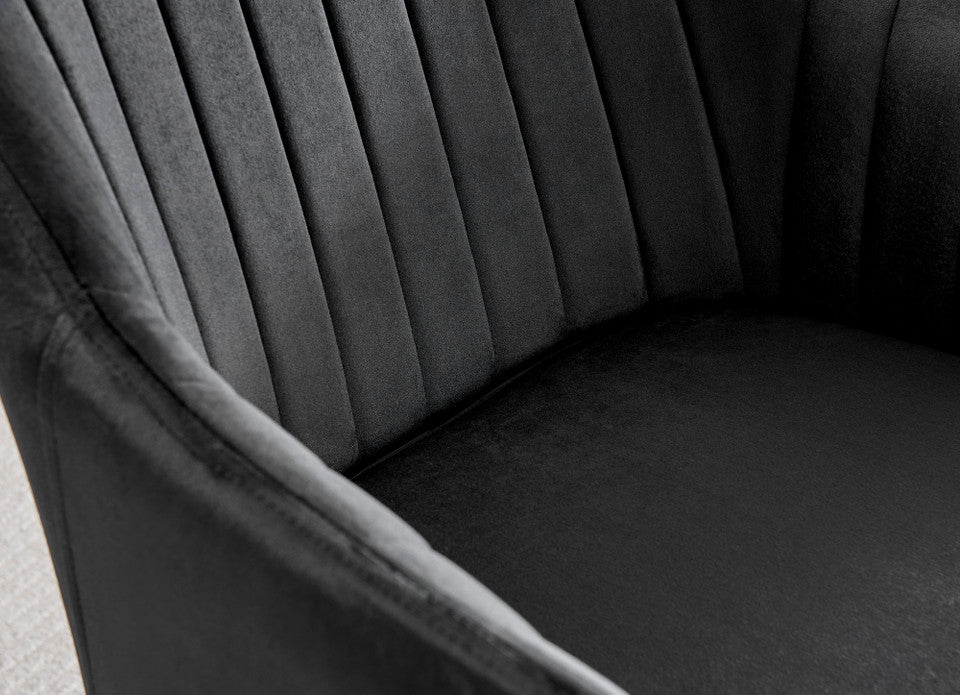 Carson White Marble Effect Dining Table & 4 Calla Black Leg Chairs