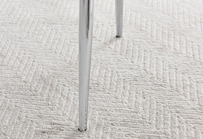 Novara White Marble Round Dining Table & 4 Calla Silver Leg Chairs