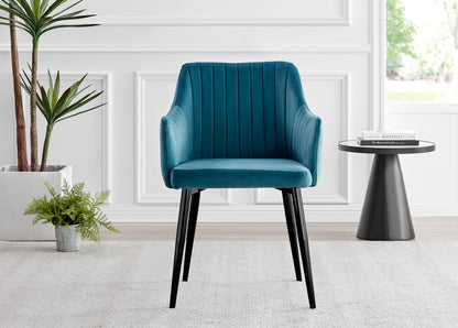 Carson White Marble Effect Dining Table & 4 Calla Black Leg Chairs