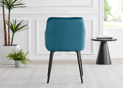 Carson White Marble Effect Dining Table & 4 Calla Black Leg Chairs