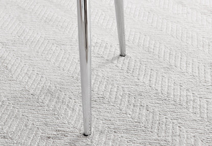 Novara White Marble Round Dining Table & 4 Calla Silver Leg Chairs