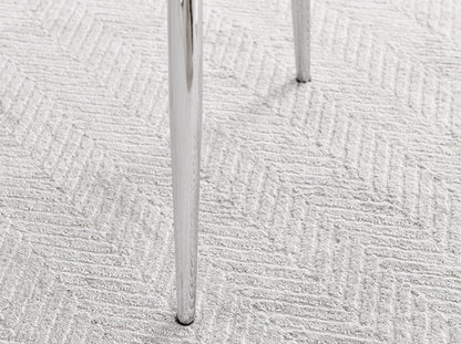Novara White Marble Round Dining Table & 4 Calla Silver Leg Chairs