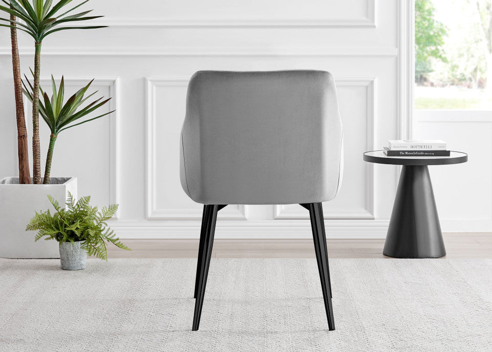 Carson White Marble Effect Square Dining Table & 2 Calla Black Leg Chairs
