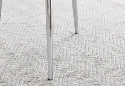 Novara White Marble 120cm Round Dining Table & 4 Calla Silver Leg Chairs