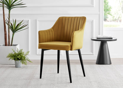 Carson White Marble Effect Dining Table & 4 Calla Black Leg Chairs