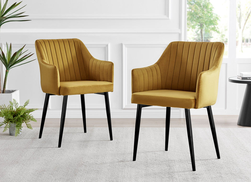 Carson White Marble Effect Dining Table & 4 Calla Black Leg Chairs