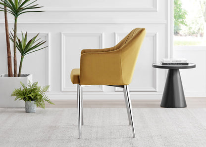 Novara White Marble 120cm Round Dining Table & 4 Calla Silver Leg Chairs