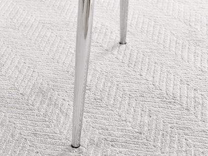 Novara White Marble Round Dining Table & 4 Calla Silver Leg Chairs