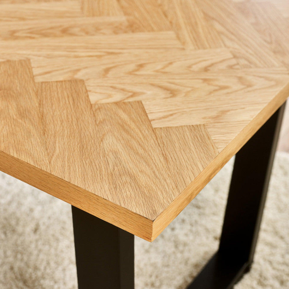 Cotswold Rectangular Oak and Black Wood Large 6 Seater Dining Table