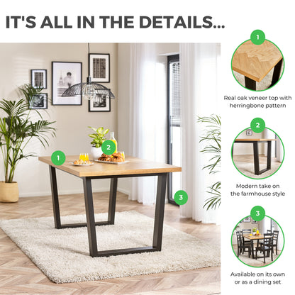 Cotswold Rectangular Oak and Black Wood Large 6 Seater Dining Table