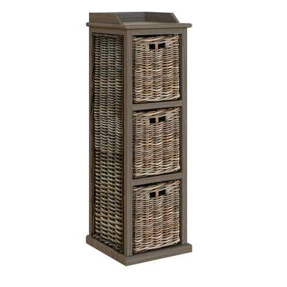 Maya Kubu Rattan 3 Basket Storage Unit with Seat