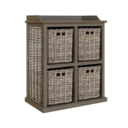 Maya Kubu Rattan 2 Over 2 Basket Storage Unit – 4 Drawers