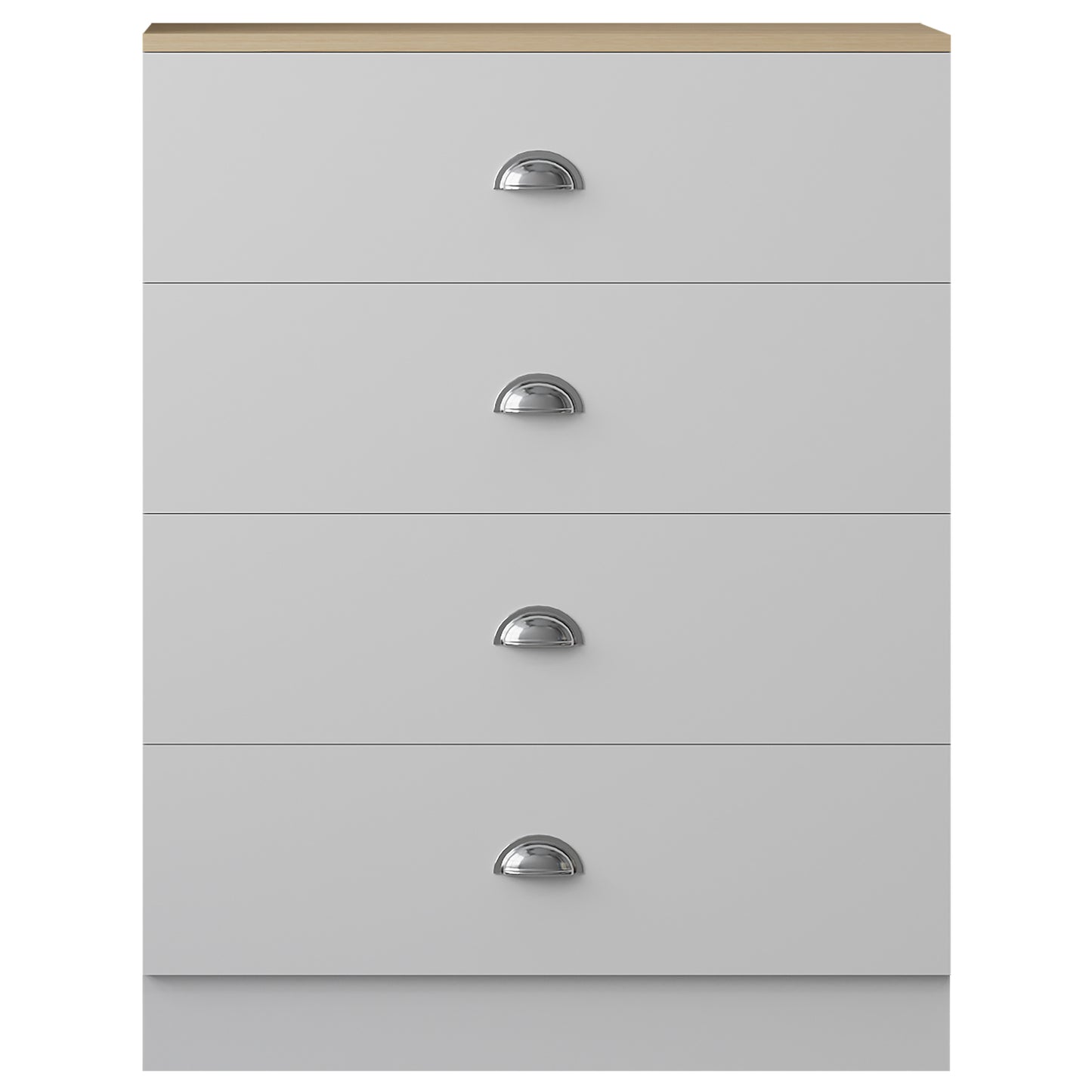 FWStyle Esher 4-Drawer Chest – Matt White with Oak Top