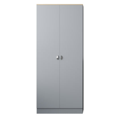 FWStyle Esher 2 Door Wardrobe – Matt Grey & Oak Finish