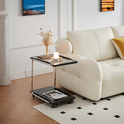 Demetrius Side Table With Trolleys, Black £419.00